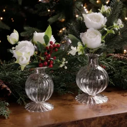 New GLASS Cambridge Louise 5" Bud Vase Set of 2 (Clear) GLASS Bud Vase|GLASS Cambridge