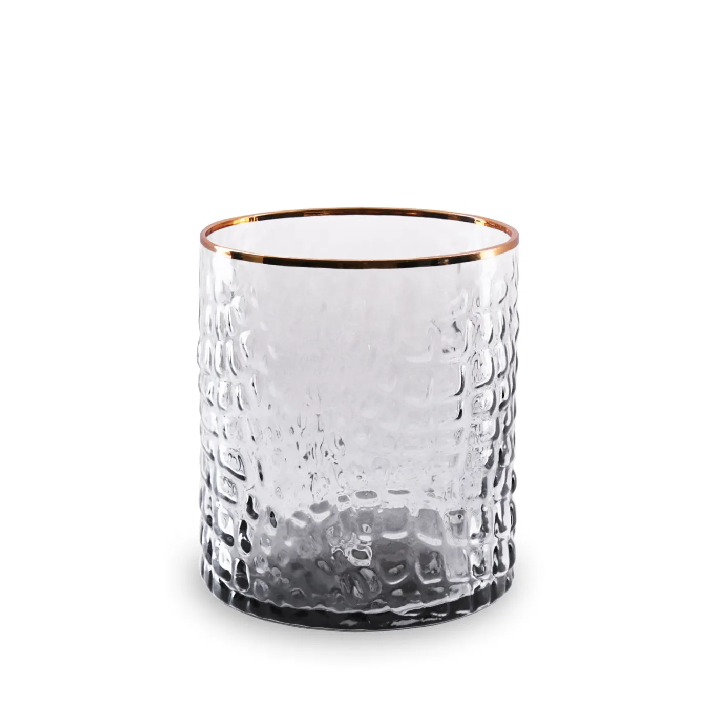 New GLASS Croc Double Old-Fashioned with Gold Rim Set of 4 (Smoke Grey) PIELES Croc|GLASS Croc Glass