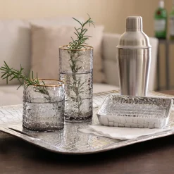 Online GLASS Croc Highball with Gold Rim Set of 4 (Smoke Grey) PIELES Croc|GLASS Croc Glass