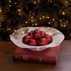 GLASS Decorative Bowl (White and Gold) View All Glass|Glass