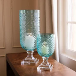 Online GLASS Eclat Tall Hurricane Pale Blue & Clear Hurricanes|View All Glass