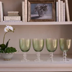 Clearance GLASS French Swirl All Purpose Set of 4 (Green) Glassware|View All Glass