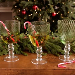 Clearance GLASS French Swirl All Purpose Set of 4 (Green) Glassware|View All Glass