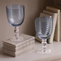 New GLASS French Swirl All Purpose Set of 4 (Blue) Drinkware|Glassware