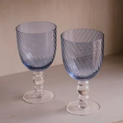 New GLASS French Swirl All Purpose Set of 4 (Blue) Drinkware|Glassware