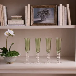 Outlet GLASS French Swirl Champagne Flute Set of 4 (Green) Drinkware|Glassware
