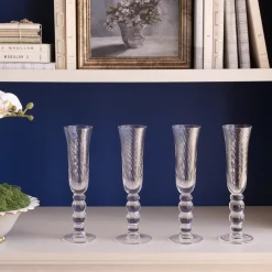 Sale GLASS French Swirl Champagne Flute Set of 4 (Clear) Drinkware|Glassware