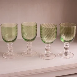 New GLASS French Swirl Wine Set of 4 (Green) Drinkware|Glassware