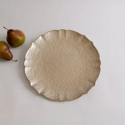 Discount GLASS Large Round Platter or Charger (Taupe and Gold) View All Glass|Glass