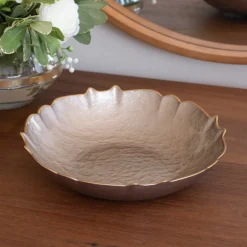 Clearance GLASS Medium Round Bowl (Taupe and Gold) View All Glass|Glass