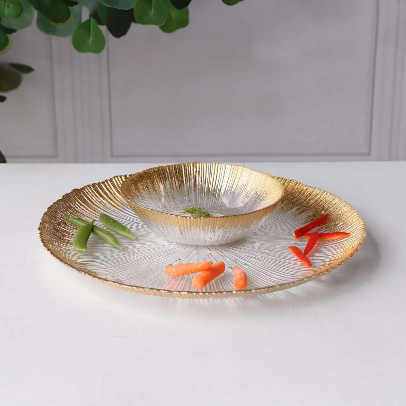 New GLASS Radiant Charger Plate (Clear and Gold) View All Glass|Glass