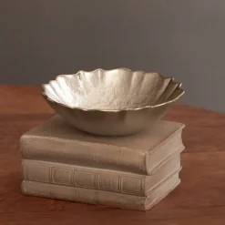 Discount GLASS Small Round Bowl (Taupe and Gold) View All Glass|Glass