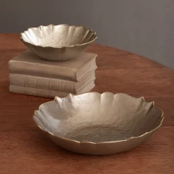 Discount GLASS Small Round Bowl (Taupe and Gold) View All Glass|Glass