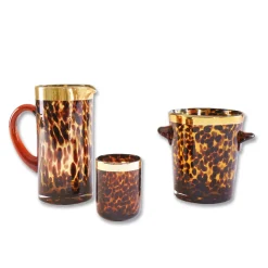 Clearance GLASS Tortoise and Gold Tumbler Set of 4 GLASS Tortoise|View All Glass