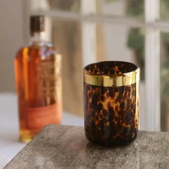 Clearance GLASS Tortoise and Gold Tumbler Set of 4 GLASS Tortoise|View All Glass