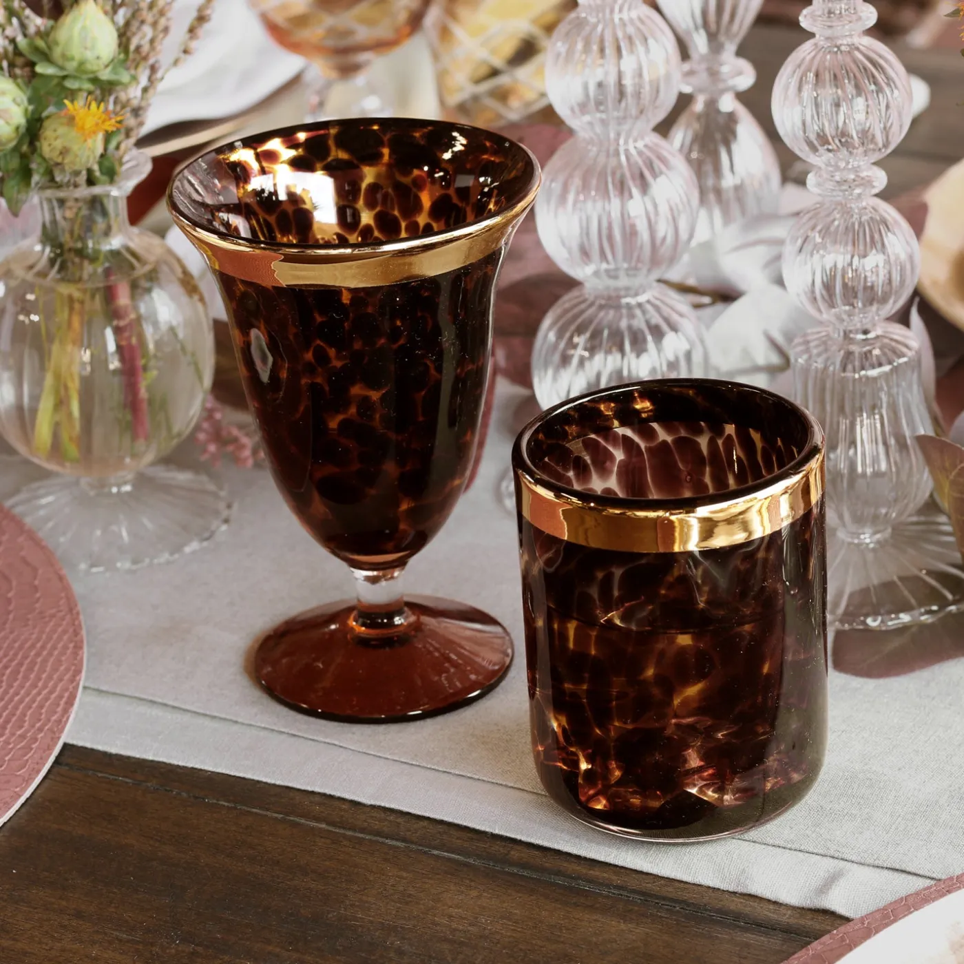 Outlet GLASS Tortoise and Gold Wine Set of 4 GLASS Tortoise|View All Glass