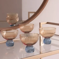 Hot GLASS Venice Coupe Set of 4 (Amber and Blue ) View All Glass|Glass