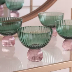 Best GLASS Venice Coupe Set of 4 (Green and Lavender) View All Glass|Glass