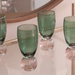 GLASS Venice Shot Glass Set of 4 (Green and Lavender) View All Glass|Glass