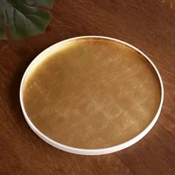 Discount INDOCHINE Round Lacquered Tray White and Gold Indochine|Trays
