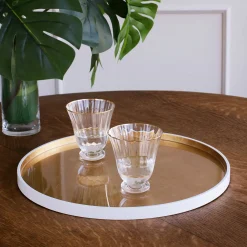 Discount INDOCHINE Round Lacquered Tray White and Gold Indochine|Trays