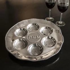 Outlet JUDAICA Seder Plate with Pearls Platters|Signature Aluminum Metal
