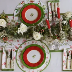 New LINEN Norelle Napkins 20 x 20 Set of 4 (Green and Red Floral) Gifts Under $50|Gifts Under $99