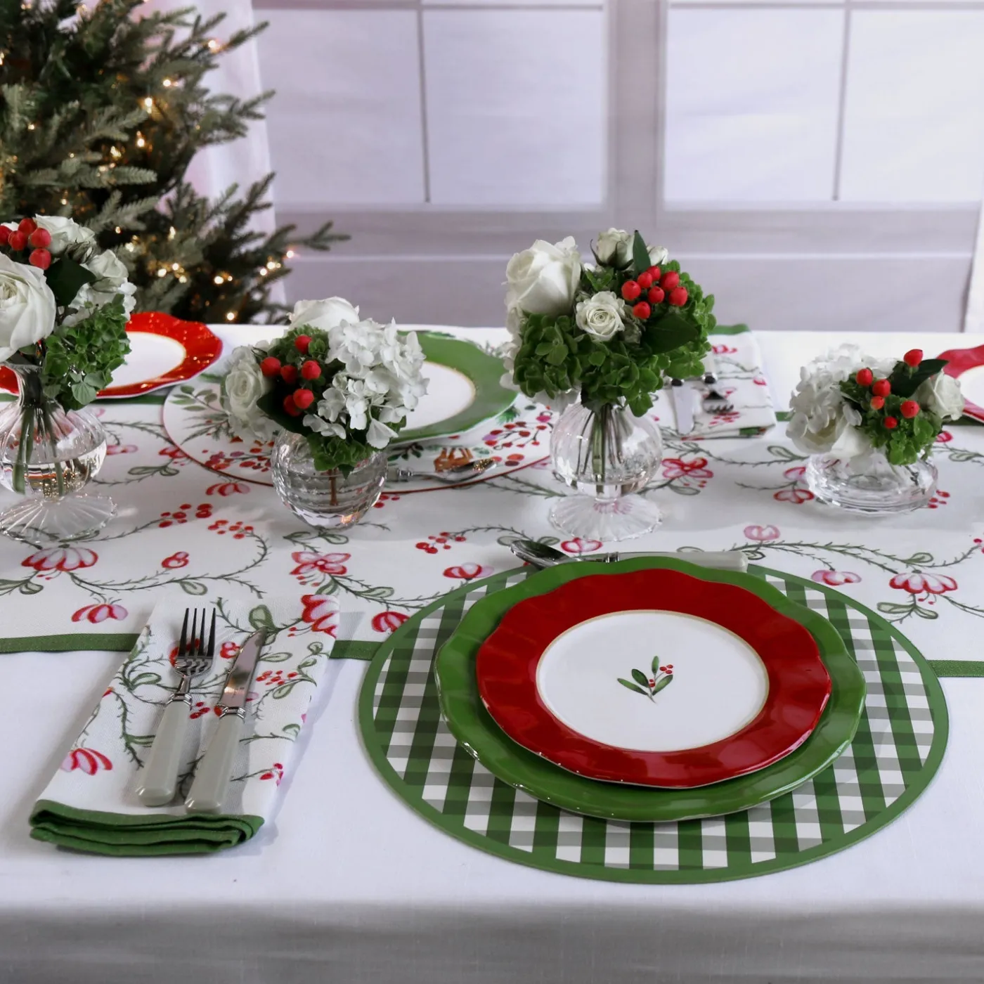 Clearance LINEN Norelle Runner 108 x 18 (Green and Red Floral) Table Runners|Gifts For The Entertainer