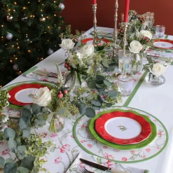 Clearance LINEN Norelle Runner 108 x 18 (Green and Red Floral) Table Runners|Gifts For The Entertainer