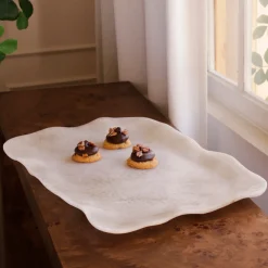 RESIN Alabaster Extra Large Rectangular Tray White Swirl Resin|RESIN Alabaster