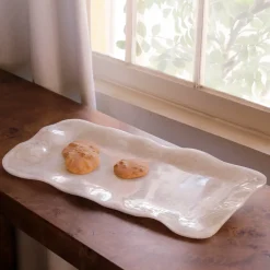 Best RESIN Alabaster Long Rectangle Tray White Swirl Resin|RESIN Alabaster