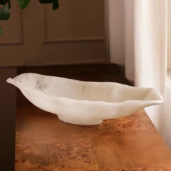 Hot RESIN Alabaster Medium Oval Bowl White Swirl Resin|RESIN Alabaster