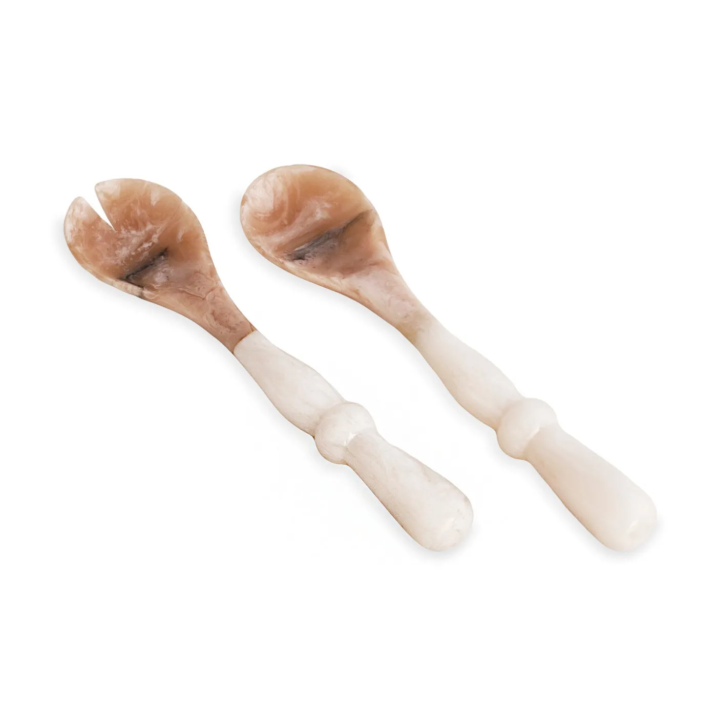 Hot RESIN Alabaster Salad Servers White Swirl Resin|RESIN Alabaster