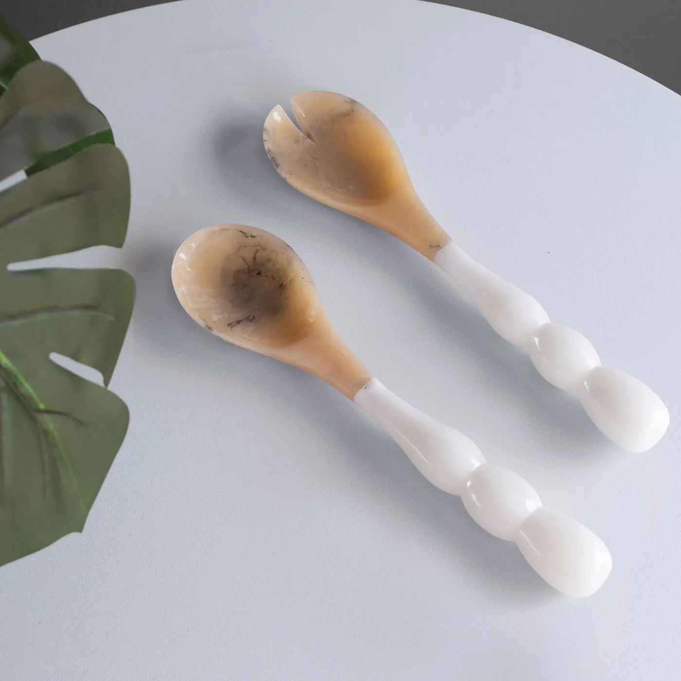 Clearance RESIN Rio Bubble Salad Servers (White) Resin|RESIN Rio