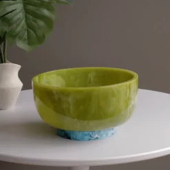 RESIN Rio Large Bowl with Base (Green and Blue) Resin|RESIN Rio