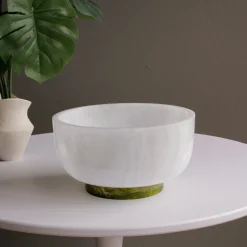 New RESIN Rio Large Bowl with Base (White and Green) Resin|RESIN Rio