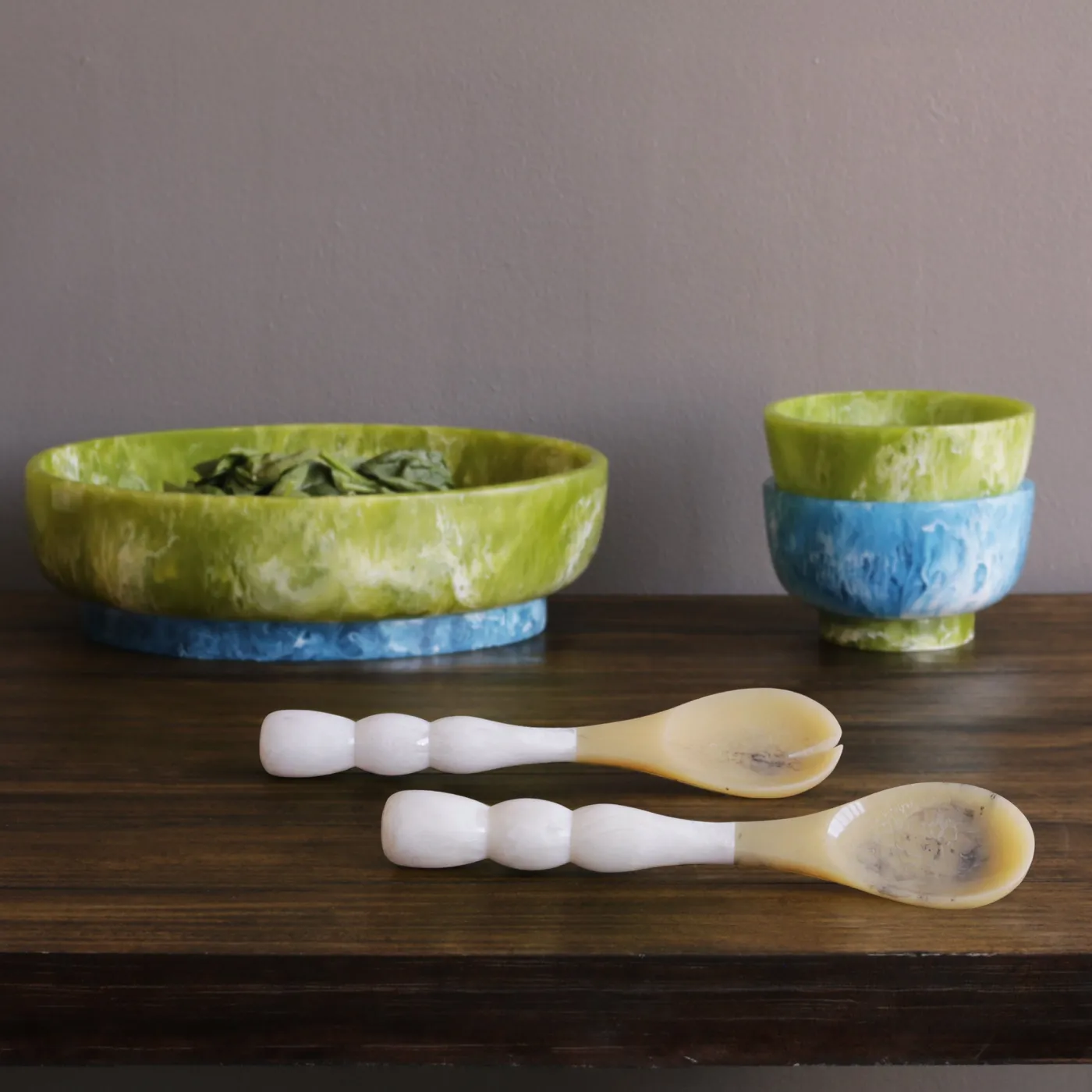 Online RESIN Rio Large Oval Bowl with Base (Green and Blue) Resin|RESIN Rio