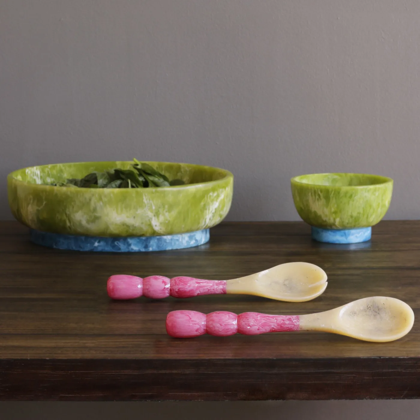 Online RESIN Rio Large Oval Bowl with Base (Green and Blue) Resin|RESIN Rio