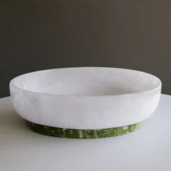 Outlet RESIN Rio Large Oval Bowl with Base (White and Green) Resin|RESIN Rio