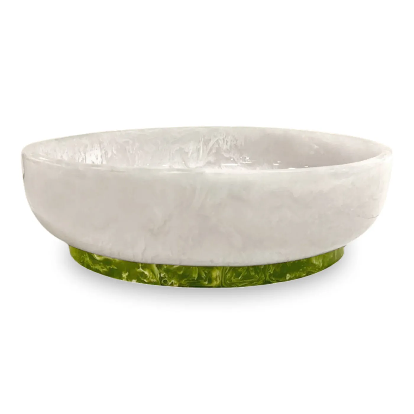 Outlet RESIN Rio Large Oval Bowl with Base (White and Green) Resin|RESIN Rio