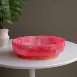 Clearance RESIN Rio Large Oval Bowl with Base (Pink and Orange) Resin|RESIN Rio