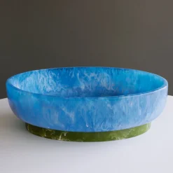 Online RESIN Rio Large Oval Bowl with Base (Blue and Green) Resin|RESIN Rio