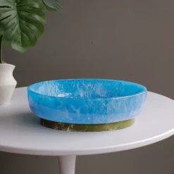 Online RESIN Rio Large Oval Bowl with Base (Blue and Green) Resin|RESIN Rio