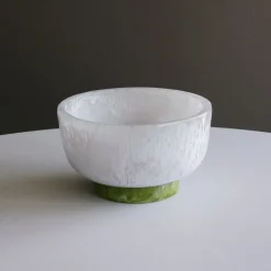 Hot RESIN Rio Small Bowl with Base (White and Green) Resin|RESIN Rio