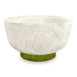 Hot RESIN Rio Small Bowl with Base (White and Green) Resin|RESIN Rio