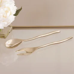 Discount SIERRA MODERN Maia Large Salad Servers (Shiny Gold) Salad Servers + Utensils|Gifts Under $99