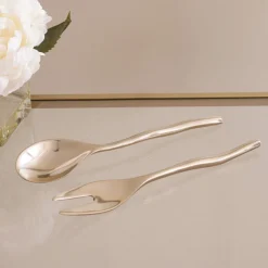 Sale SIERRA MODERN Maia Small Salad Servers (Shiny Gold) Salad Servers + Utensils|Gifts Under $99