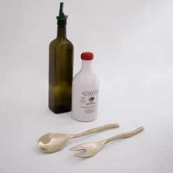 Sale SIERRA MODERN Maia Small Salad Servers (Shiny Gold) Salad Servers + Utensils|Gifts Under $99