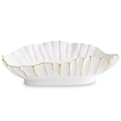 THANNI Mystic Extra Large Oval Bowl (White and Gold) View All Thanni|Bowls