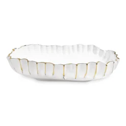Clearance THANNI Mystic Large Oval Bowl (White and Gold) View All Thanni|Bowls